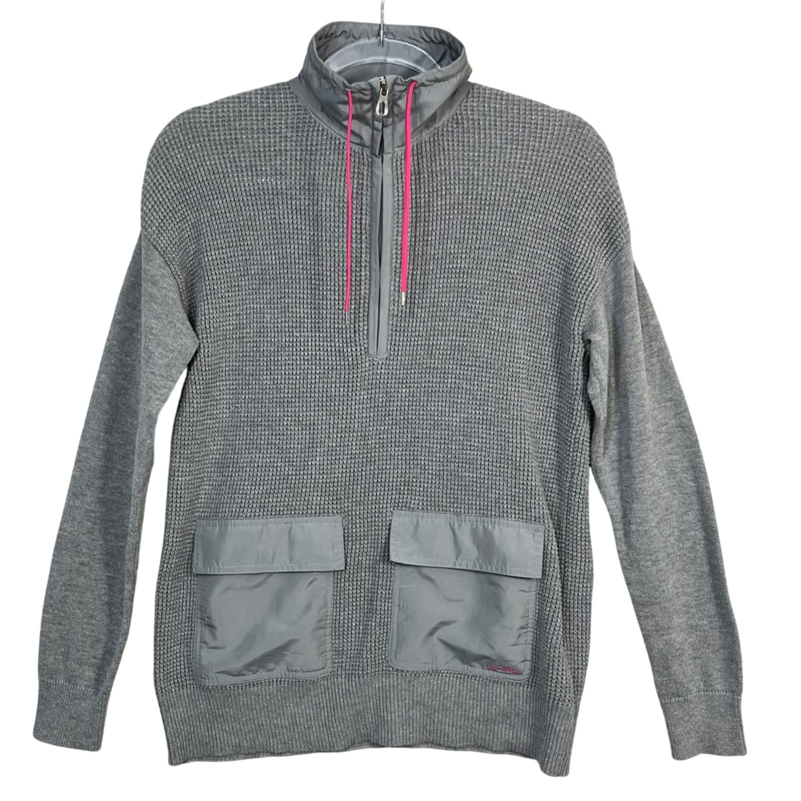 L-Rl Lauren Active Ralph Lauren Waffle Knit Quarter Zip Sweater Size Small